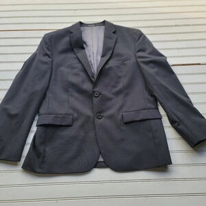 Egara Suit Men Dark Gray Slim Fit Double Vent Classic Wool Size 42 Short 42S